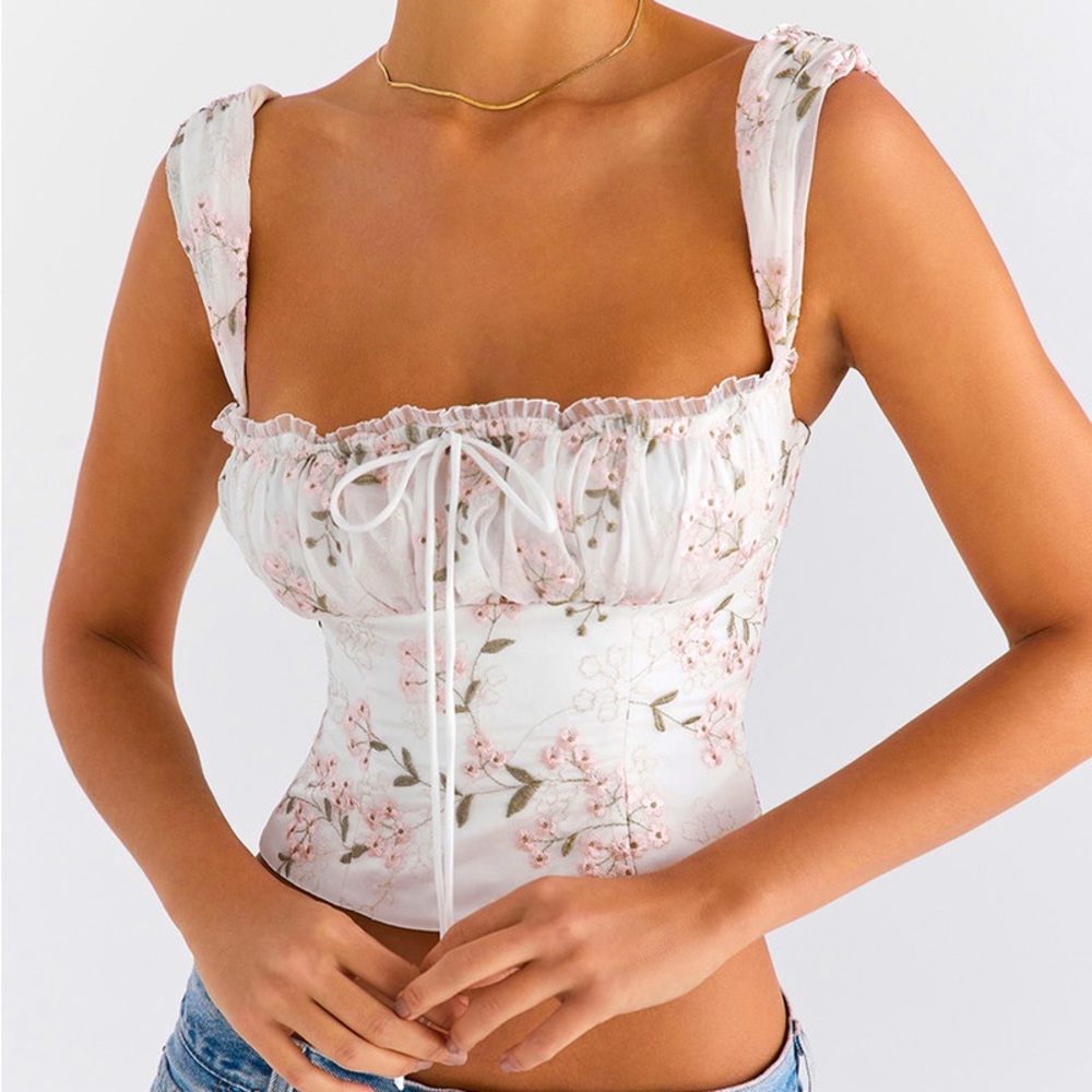 Mistress Rocks White Embroidered Bustier Top